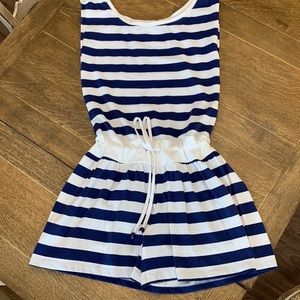 Blue & White Striped Romper- medium